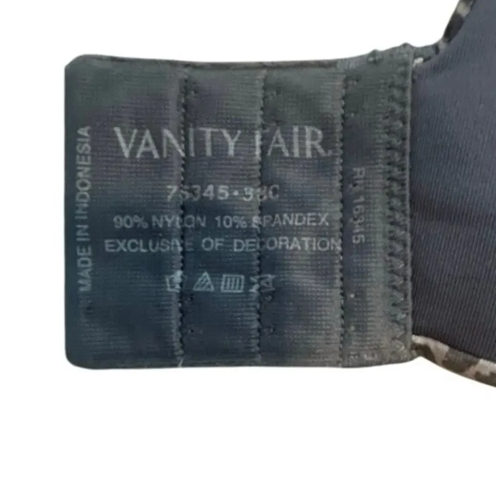 Vanity Fair 75345 Leopard Print Full Coverage Bra 38C Underwire Gray